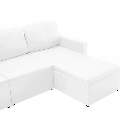 vidaXL dīvāngulta, trīsvietīga, pārveidojama, balta mākslīgā āda