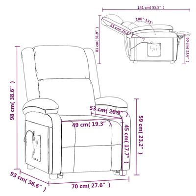 vidaXL masāžas krēsls, gaiši dzeltens audums