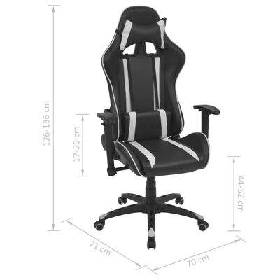 vidaXL atgāžams biroja krēsls, mākslīgā āda, melns ar baltu