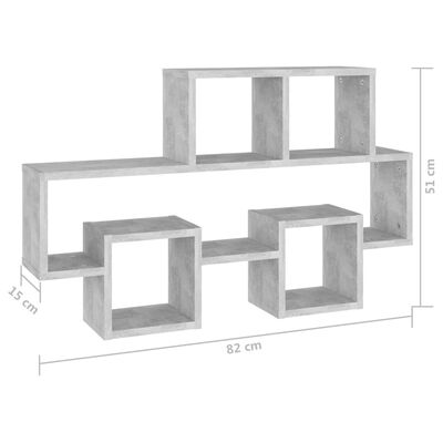 vidaXL sienas plaukts, mašīnas forma, betona pelēks, 82x15x51 cm