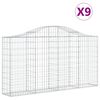 vidaXL arkveida gabiona grozi, 9 gb., 200x30x100/120cm, cinkota dzelzs