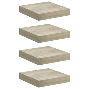 vidaXL sienas plaukti, 4 gab., ozolkoka krāsā, 23x23,5x3,8 cm, MDF