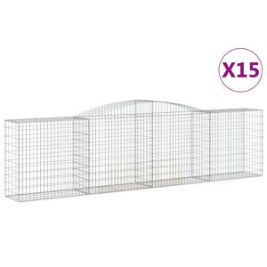 vidaXL arkveida gabiona grozi, 15gb., 400x50x100/120cm, cinkota dzelzs