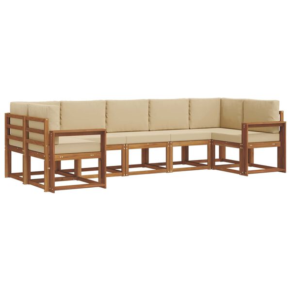 vidaXL Āra dīvānu komplekts ar spilvenu 7 pcs Dabisks un bē&scaron;s