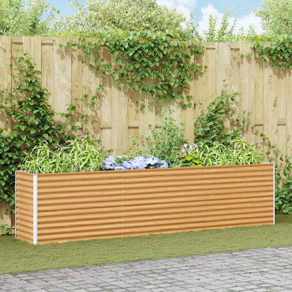 vidaXL Augstā puķu kaste Gai&scaron;i brūns 290 x 50 x 68 cm Cinkots tērauds