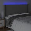 vidaXL gultas galvgalis ar LED, 203x16x118/128 cm, pelēka mākslīgā āda