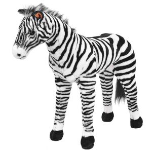 vidaXL rotaļu zebra, balta ar melnu, plī&scaron;s, XXL