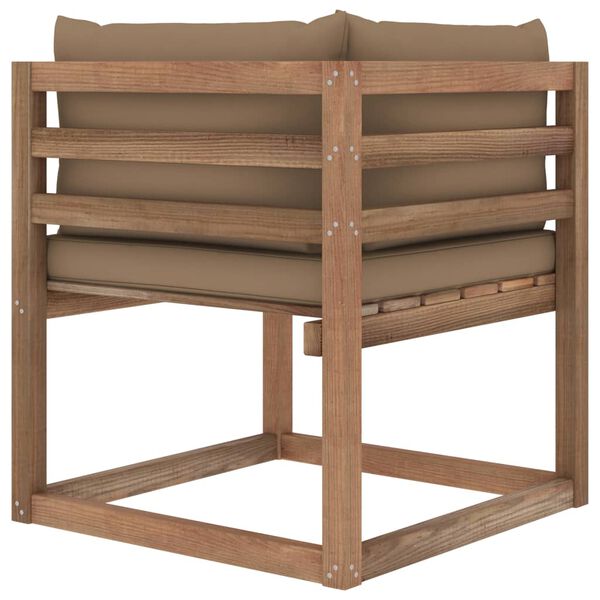 vidaXL dārza pale&scaron;u stūra dīvāns ar pelēkbrūniem matračiem