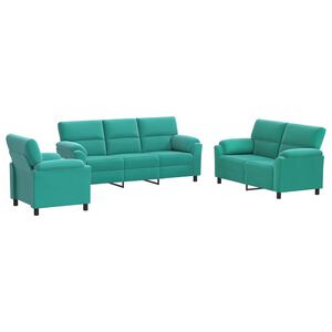 vidaXL Dīvānu komplekts 3 pcs Tirkīzzila Samts