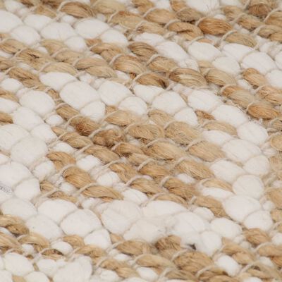 vidaXL paklājs, izgatavots ar rokām, džuta, 120x180cm, dabīgs, balts