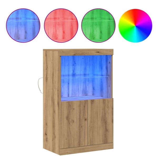 vidaXL LED sānu galds Brūna 60 x 37 x 100 cm Inženierijas koks