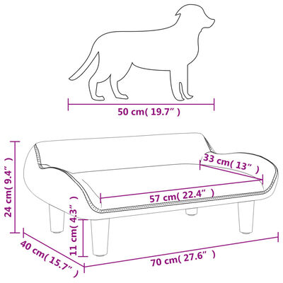 vidaXL gulta suņiem, bēša, 70x40x24 cm, audums