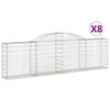 vidaXL arkveida gabiona grozi, 8 gb., 300x30x80/100cm, cinkota dzelzs