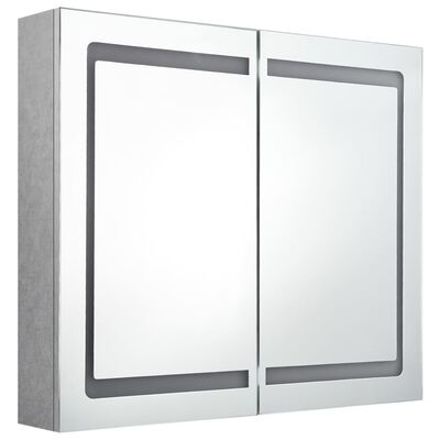 vidaXL vannasistabas skapītis ar spoguli un LED, 80x12x68 cm, pelēks