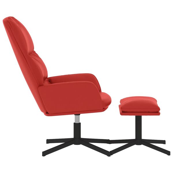 vidaXL atpūtas krēsls ar kājsoliņu, vīnsarkana mākslīgā āda