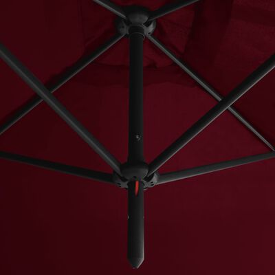 vidaXL dubultais saulessargs ar tērauda kātu, 600x300 cm, vīnsarkans