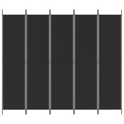 vidaXL 5-paneļu istabas aizslietnis, 250x220 cm, melns audums