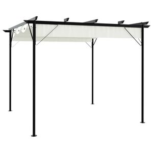 vidaXL nojume ar izvelkamu jumtu, 3x3 m, tērauds, krēmbalta