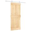 vidaXL Slīdo&scaron;ās durvis Dabisks un balts 85 x 210 cm Cieta priedes koks