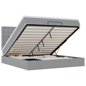 vidaXL Osmaņu gultas rāmis ar matrača gai&scaron;i pelēks 160x200 cm audums