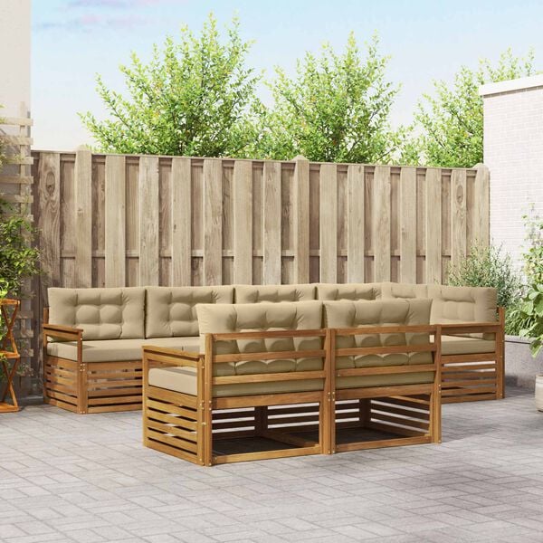 vidaXL Āra dīvānu komplekts ar spilvenu 7 pcs Dabisks un bē&scaron;s