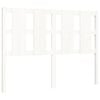 vidaXL gultas rāmis ar galvgali, balts, divvietīgs, masīvkoks