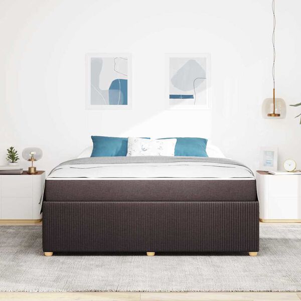 vidaXL Gultas rāmis ar matraci Tum&scaron;i brūna 180 x 200 cm audums