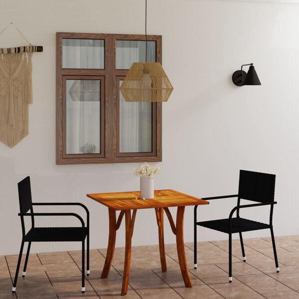 vidaXL 3-daļīgs dārza mēbeļu komplekts, melns