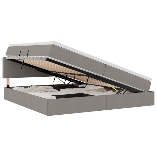 vidaXL Gulta ar uzglabā&scaron;anas vietu un matraci Pelēkbrūna 200 x 200 cm