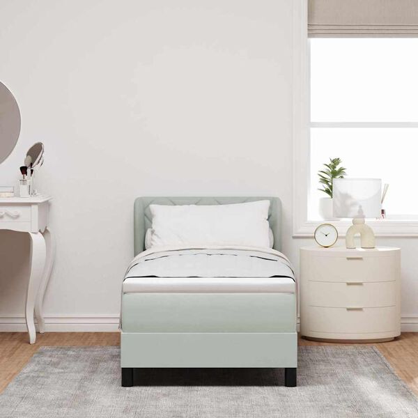 vidaXL Kastītes atsperu gulta Gai&scaron;i pelēka 80 x 200 cm Samts