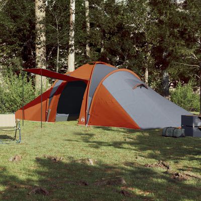 vidaXL kempinga telts 6 personām, pelēka, oranža, ūdensnecaurlaidīga