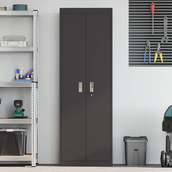 vidaXL Skapītis 2 pcs Melna 60 x 40 x 180 cm Auksti velmēts tērauds