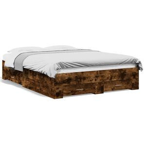 vidaXL gultas rāmis ar atvilktnēm, ozola, 135x190cm, inženierijas koks