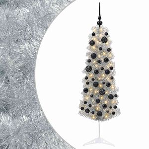 vidaXL Mākslīgā slaida Ziemassvētku egle ar bumbiņām 150 cm 150 LED