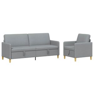 vidaXL Dīvānu komplekts ar glabātuvi 2 pcs Gai&scaron;i pelēka Poliesters
