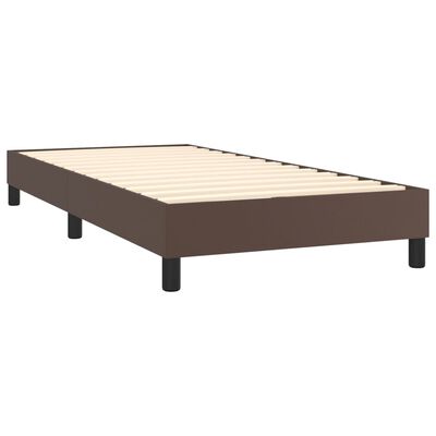 vidaXL atsperu gulta ar matraci, LED, brūna, 80x200 cm, mākslīgā āda