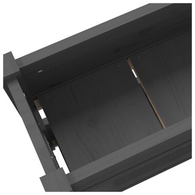 vidaXL puķu kaste, pelēka, 112x25x66 cm, priedes masīvkoks