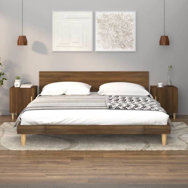 vidaXL naktsskapī&scaron;i, 2 gab., brūna ozola, inženierijas koks