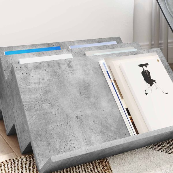 vidaXL Žurnālu statīvs ar plauktu Betona pelēks 65 x 53 x 28,5 cm