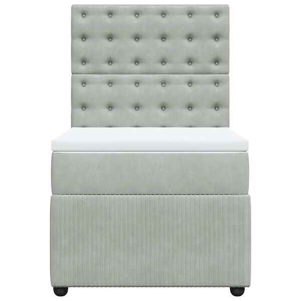 vidaXL atsperu gulta ar matraci, gai&scaron;i pelēka samts, 90x190 cm