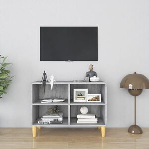 vidaXL TV plaukts ar koka kājām, pelēcīga ozola krāsa, 69,5x30x50 cm