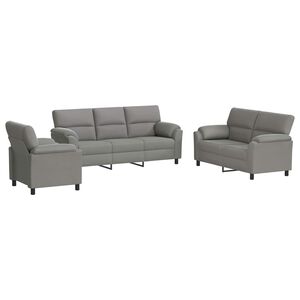 vidaXL Dīvānu komplekts 3 pcs Gai&scaron;i pelēka Samts
