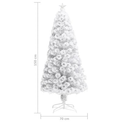 vidaXL izgaismota Ziemassvētku egle, balta, 150 cm, optiskā šķiedra