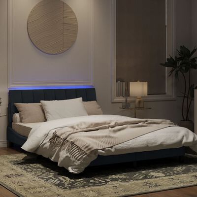 vidaXL gultas rāmis ar LED, tumši pelēks samts, 140x190 cm