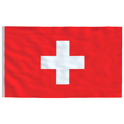 vidaXL Šveices karogs un karoga masts, alumīnijs, 6,2 m