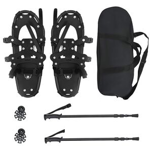 vidaXL 3 in 1 sniega kurpes ar pārgājienu nūjām Melna 53 x 21 cm