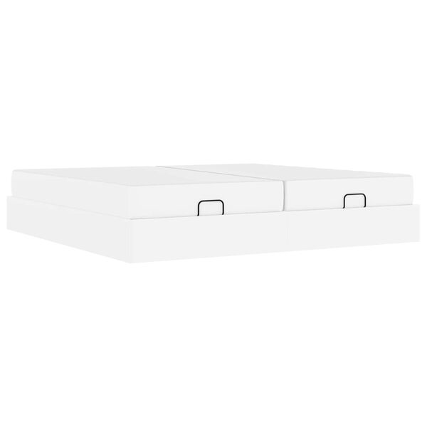 vidaXL Gultas rāmis ar matraci ar matraci 2 pcs Balts PVC