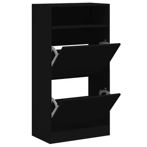 vidaXL apavu skapītis, melns, 60x34x116 cm, inženierijas koks