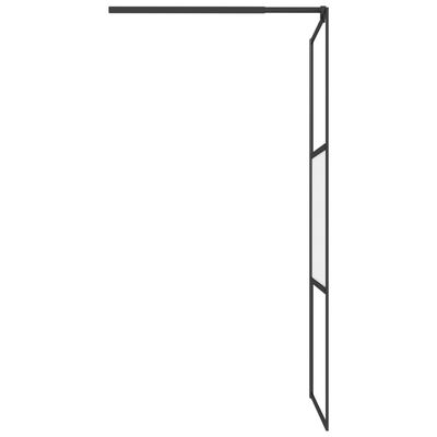 vidaXL dušas siena ar plauktu, melna, 90x195 cm, ESG stikls, alumīnijs