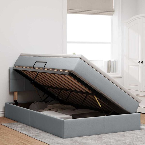 vidaXL Gulta ar uzglabā&scaron;anas vietu un matraci ar matraci Gai&scaron;i pelēks